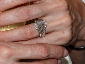 Pitt Proposes With A $250,000 Emerald Cut Diamond Ring
