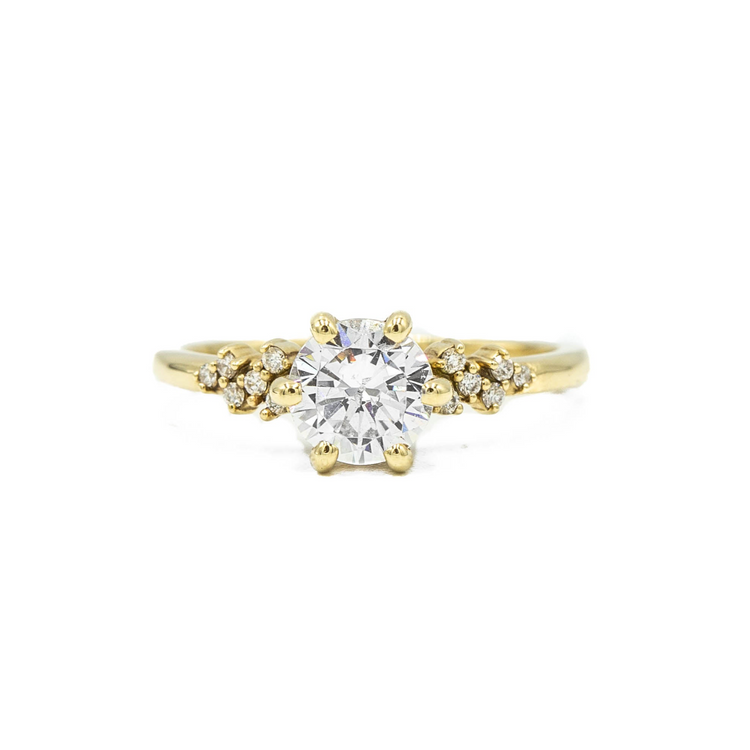 14ky .07ctw Scattered Diamond 6-prong Engagement Ring