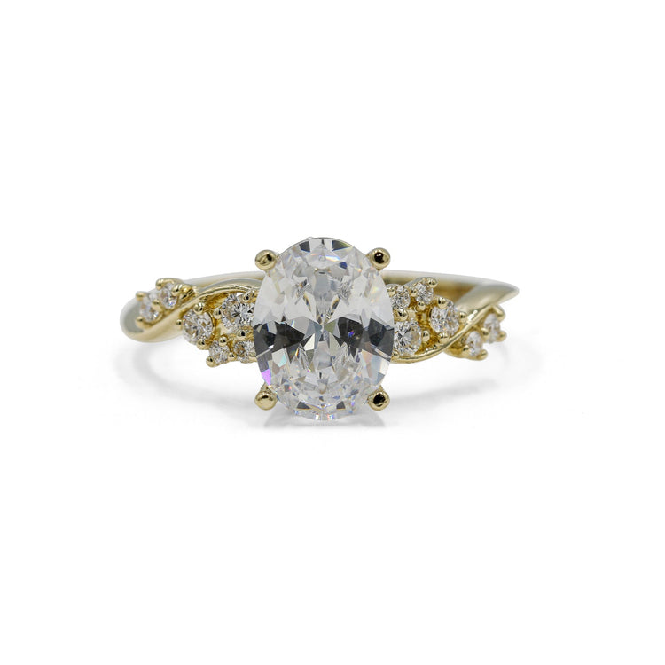 14ky .21ctw Oval-Cut Constellation Diamond Solitaire Ring