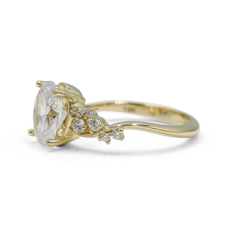 14ky .21ctw Oval-Cut Constellation Diamond Solitaire Ring
