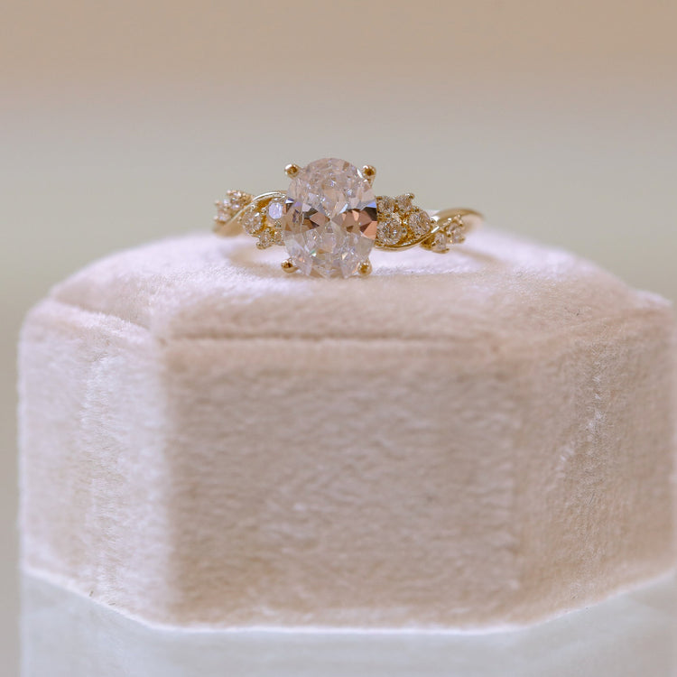 14ky .21ctw Oval-Cut Constellation Diamond Solitaire Ring