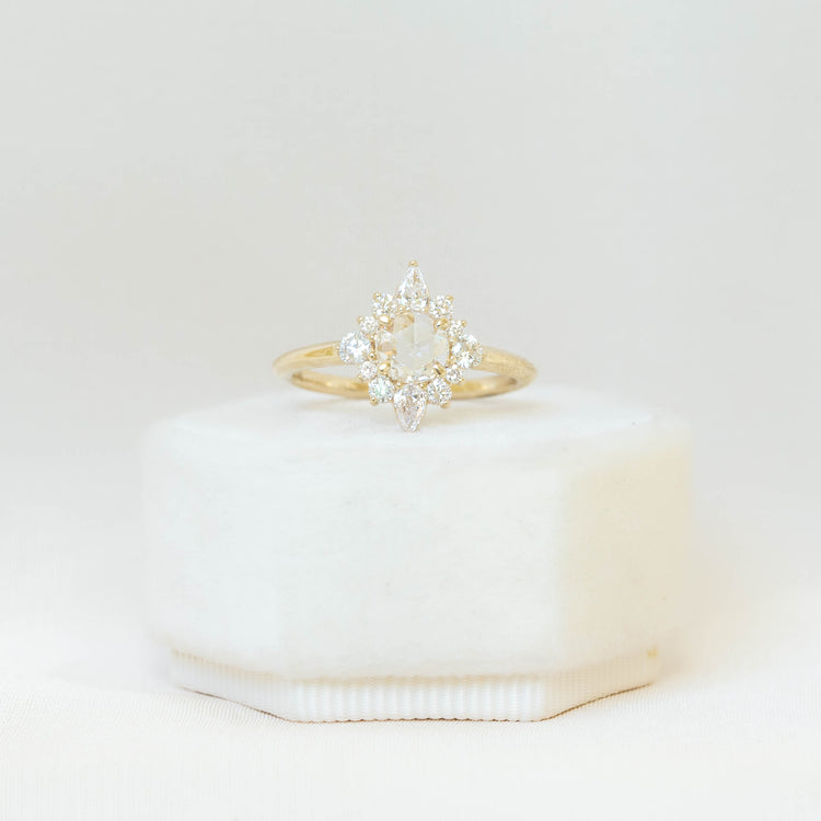 14ky .42ct Rose-Cut Northstar Halo Diamond Ring