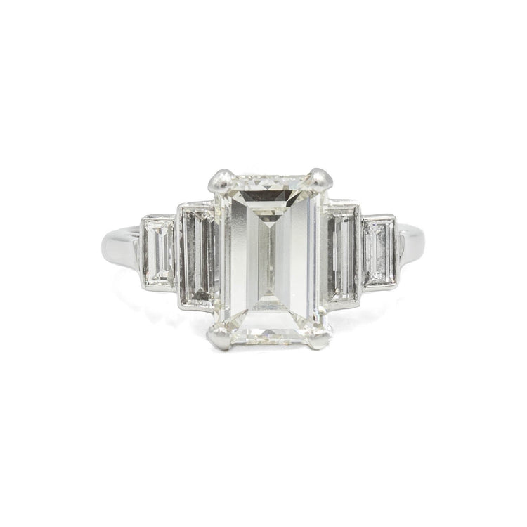 Platinum 2.11ctw Vintage Emerald-Cut 5 Stone Diamond Ring