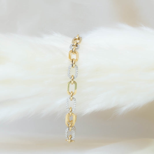 Two-Tone Gold & Diamond Link Bracelet