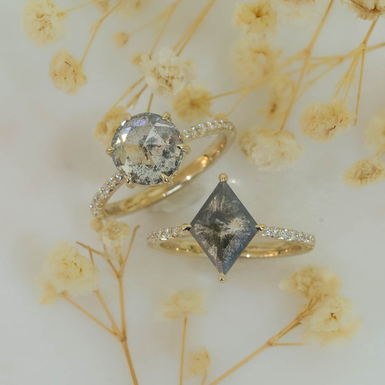 14ky 2.99ct Round Salt & Pepper .16ctw “Tessa” Diamond Ring