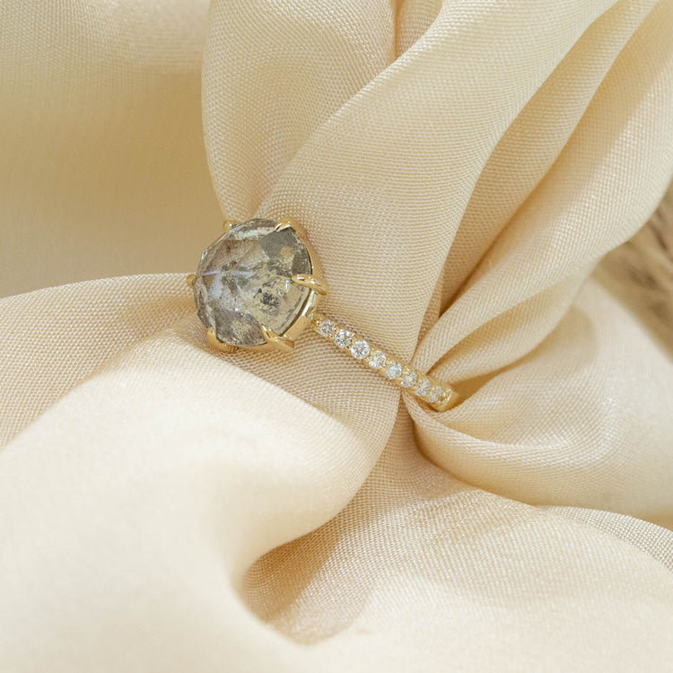 14ky 2.99ct Round Salt & Pepper .16ctw “Tessa” Diamond Ring