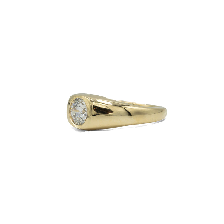 14ky Lab .82ct Round Diamond Signet Ring