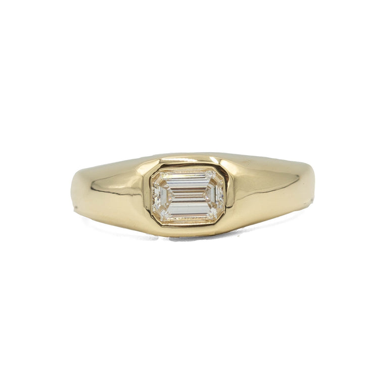 14ky Lab .57ct Emerald Diamond Signet Ring