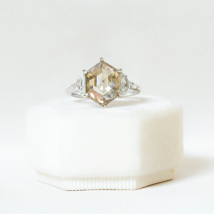 4.16ct Hex-Shaped Champagne Diamond Ring