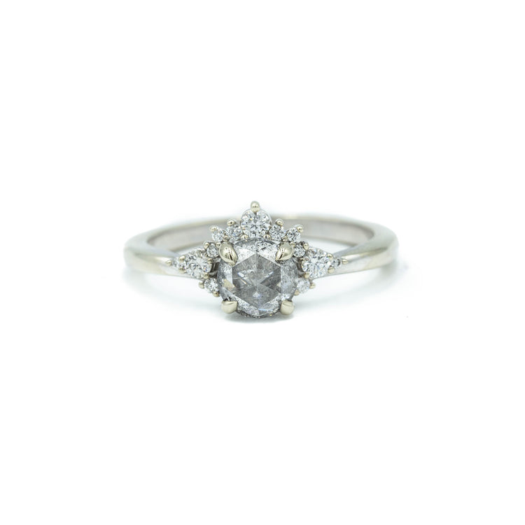 .90ct Salt & Pepper Asymmetrical Halo Diamond Ring