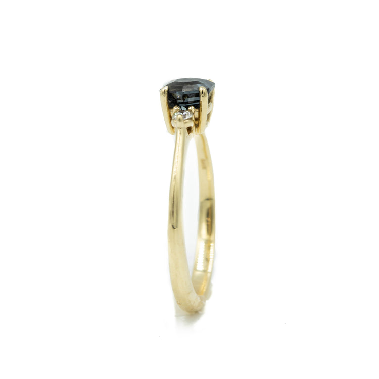 .86ct Hex-Shaped Teal Sapphire & Diamond Ring