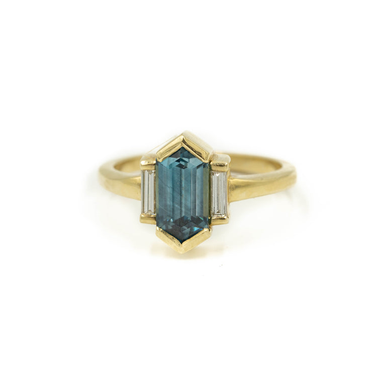 2.37ct Elongated Blue Zircon Ring