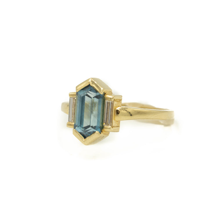 2.37ct Elongated Blue Zircon Ring