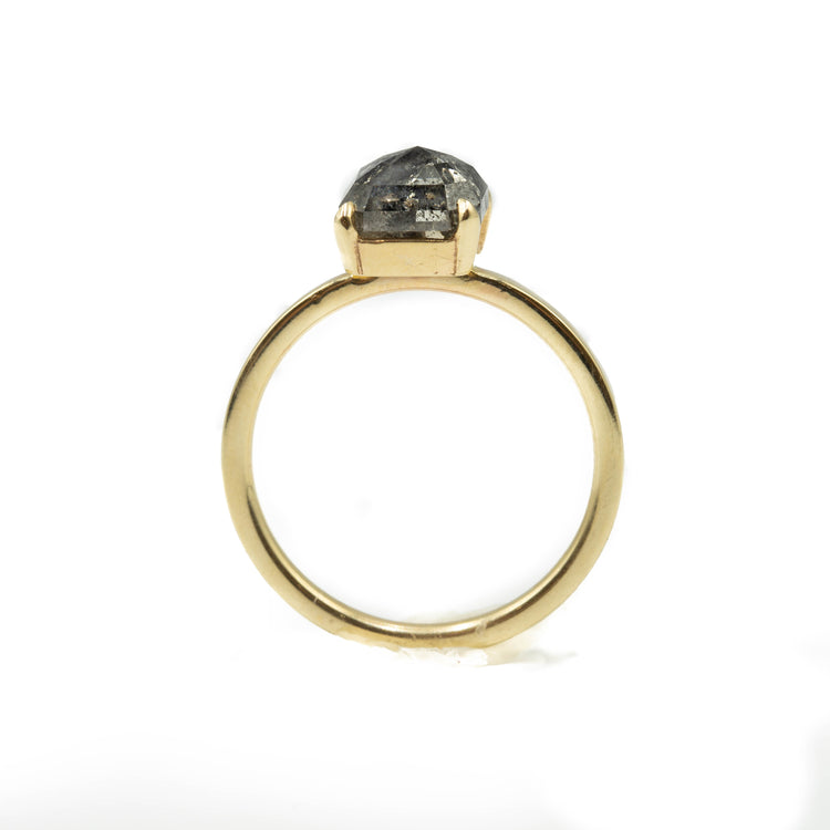 2.29ct Asscher-Cut Salt & Pepper Solitaire Diamond Ring