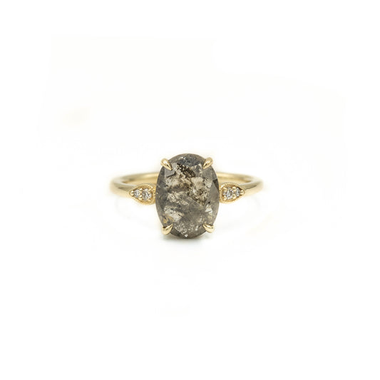 2.18ct “Zara"Oval Salt & Pepper Diamond Ring