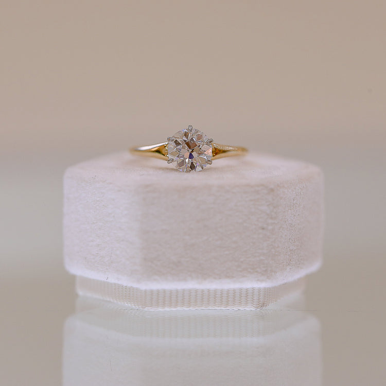 14ky 1.35ct Crown Tapered Vintage Diamond Ring