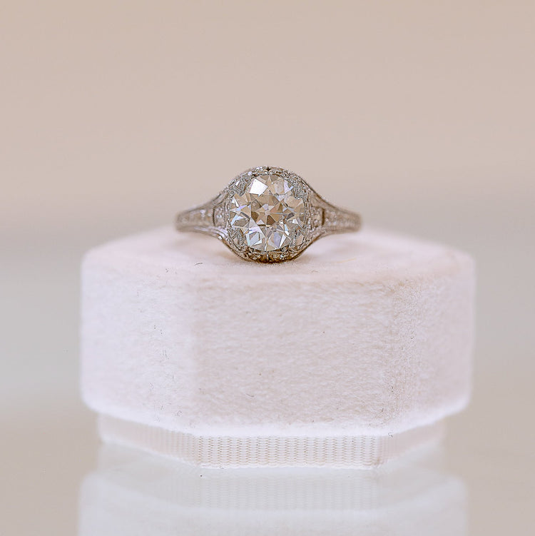 Platinum 1.85ct Vintage Art Deco Diamond Ring
