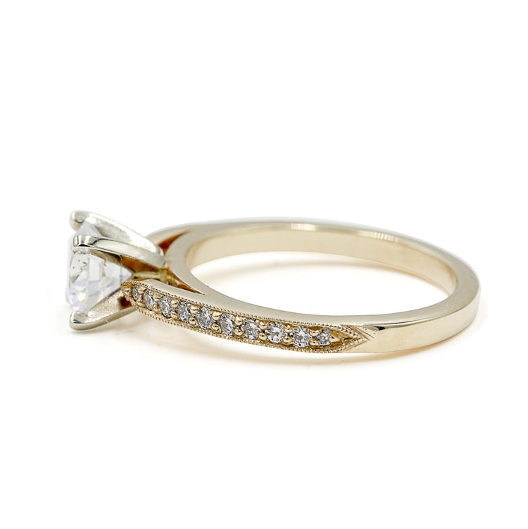 14ky .15ctw 4-Prong Vintage-Inspired Miligrain Diamond Ring
