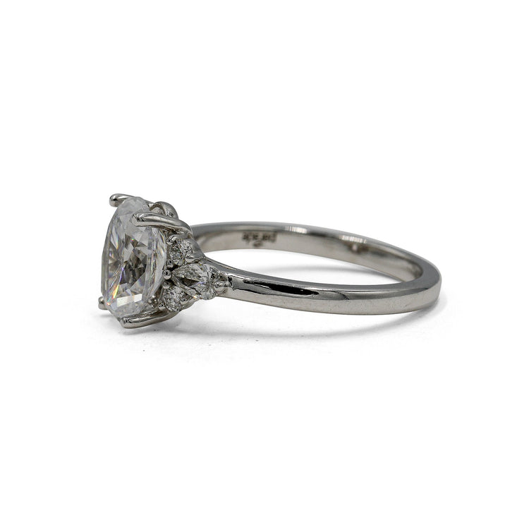 14kw Oval & .33ctw Baguette 3-Stone Lab Diamond Ring
