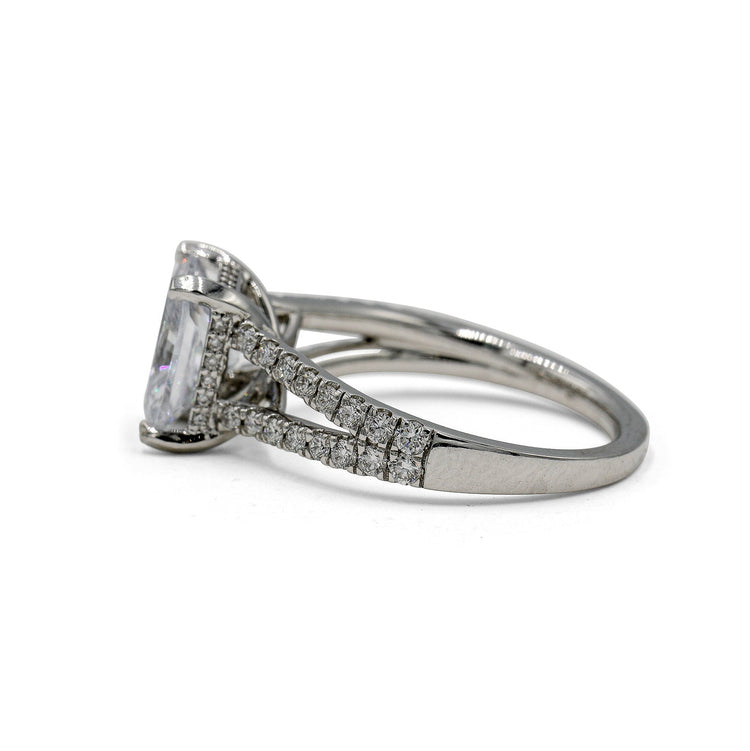 14ky .45ctw Oval Pave Hidden Halo Split Shank Diamond Ring