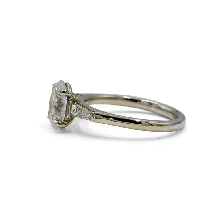 14kw Oval & .33ctw Baguette 3-Stone Lab Diamond Ring