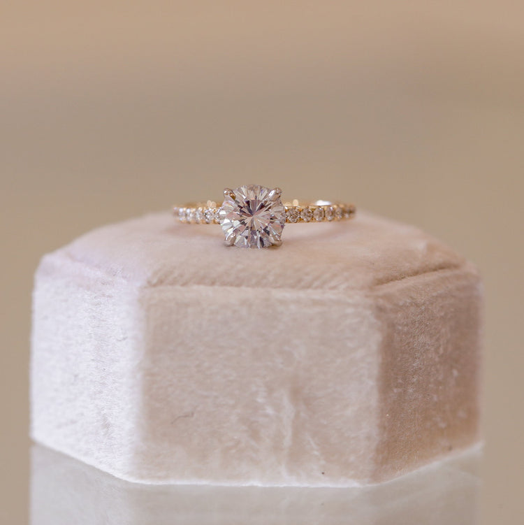 14ky .33ctw French Set with Platinum Hidden Halo Diamond Solitaire Ring