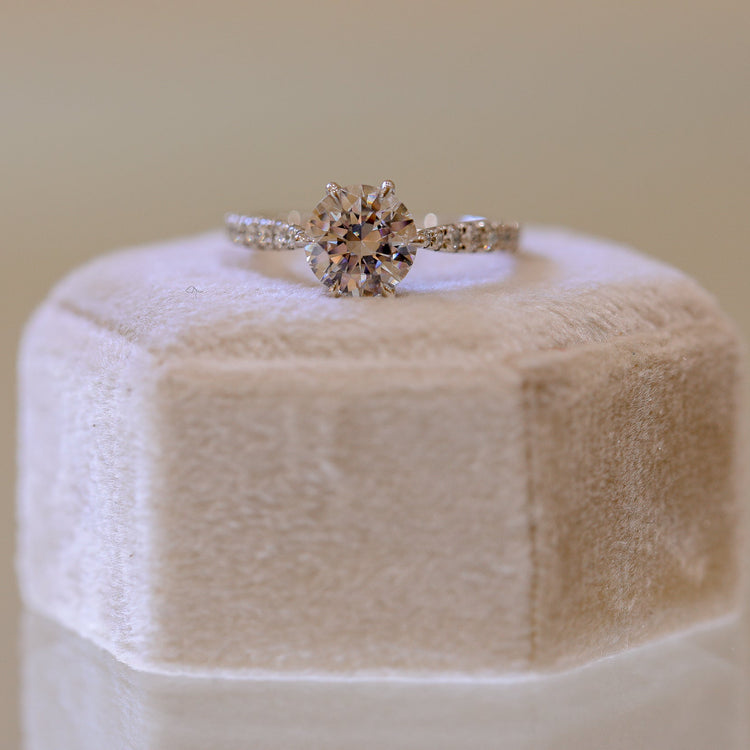 Platinum .32ctw 6-Prong French Set 7.2mm Cathedral Ring