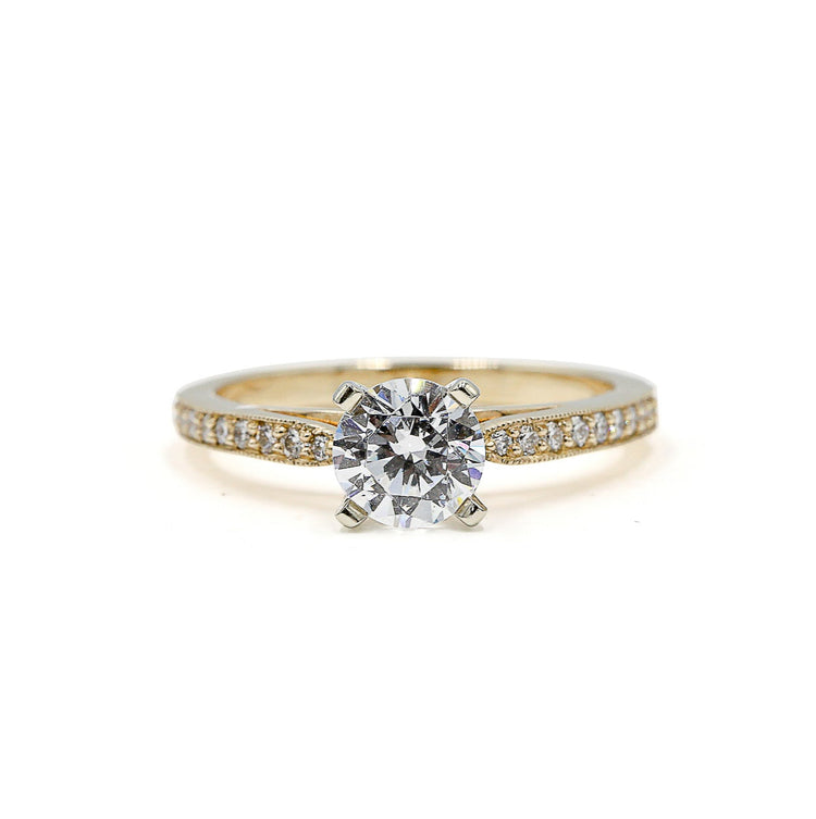 14ky .15ctw 4-Prong Vintage-Inspired Miligrain Diamond Ring