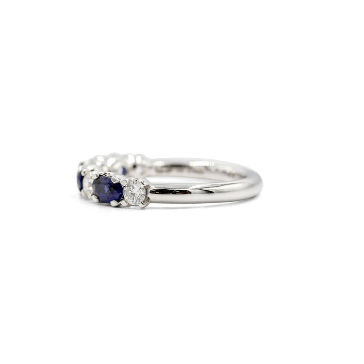 14kw .97ctw 5-Stone Oval Sapphire & Diamond Ring