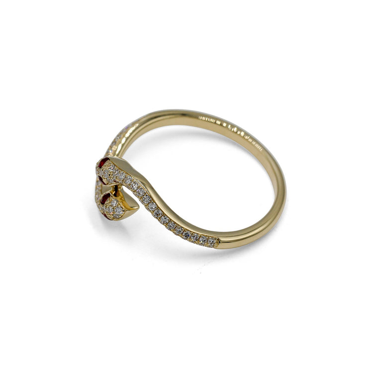 14ky Pave Double Snake Bypass Diamond Ring