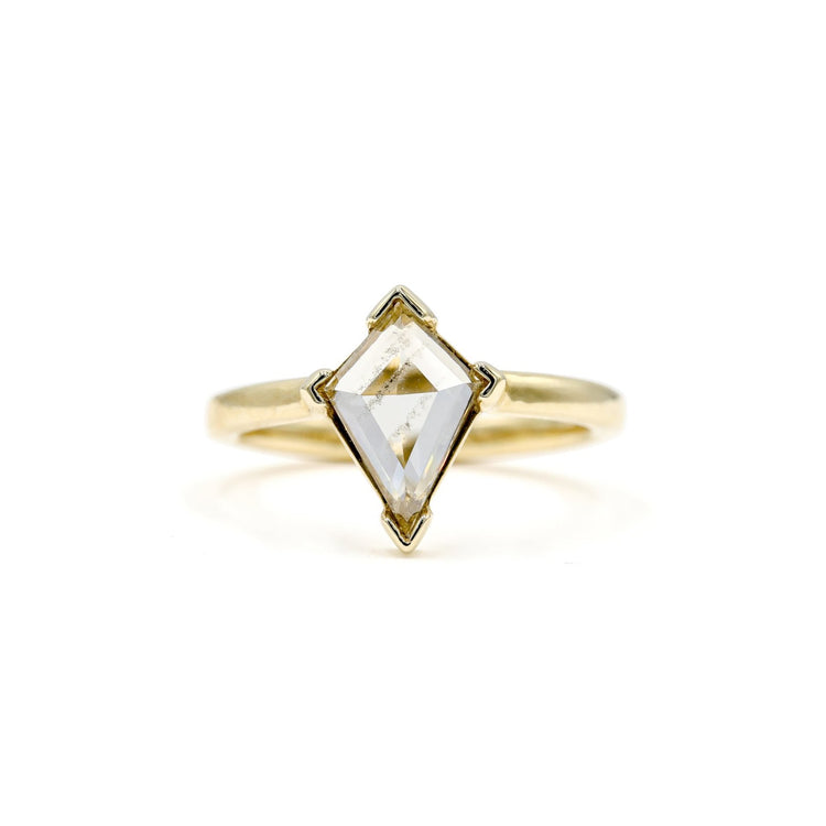 14ky .88ct Lab Kite-Shaped Diamond Ring