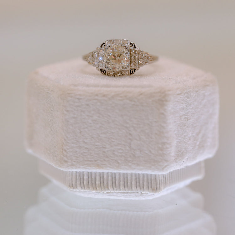 Platinum 1.03ct Natural One-Of-A-Kind Vintage .25ctw Diamond Ring
