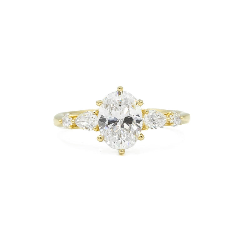 14ky .25ctw 6-Prong Oval, Pear & Round 5-Stone Diamond Ring