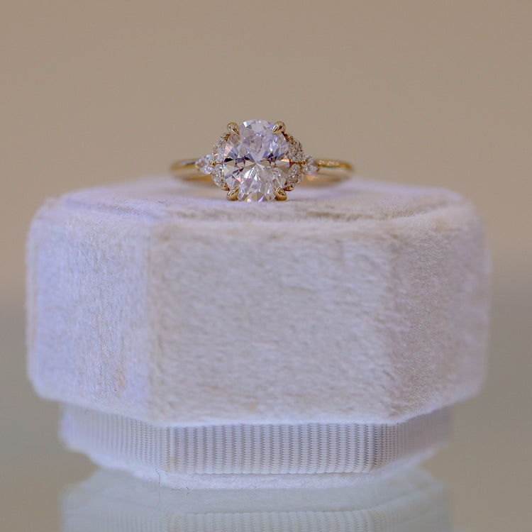 14ky Oval & .30ctw Lab Pear Diamond Ring