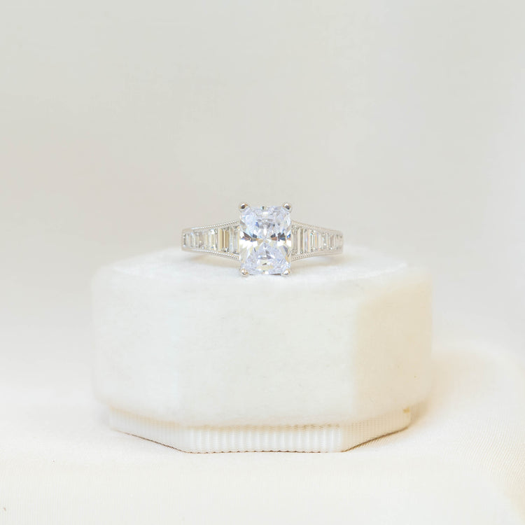 14kw .60ctw Emerald Graduated Baguette Diamond Ring