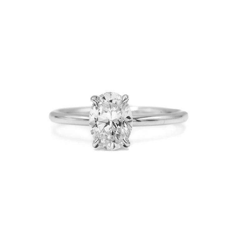 14kw Oval-Cut Diamond Solitaire Ring