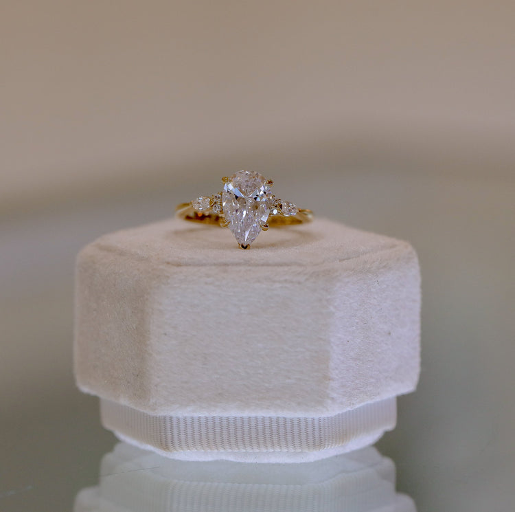 14ky Pear .25ctw Lab Grown Round and Marquise Diamond Ring