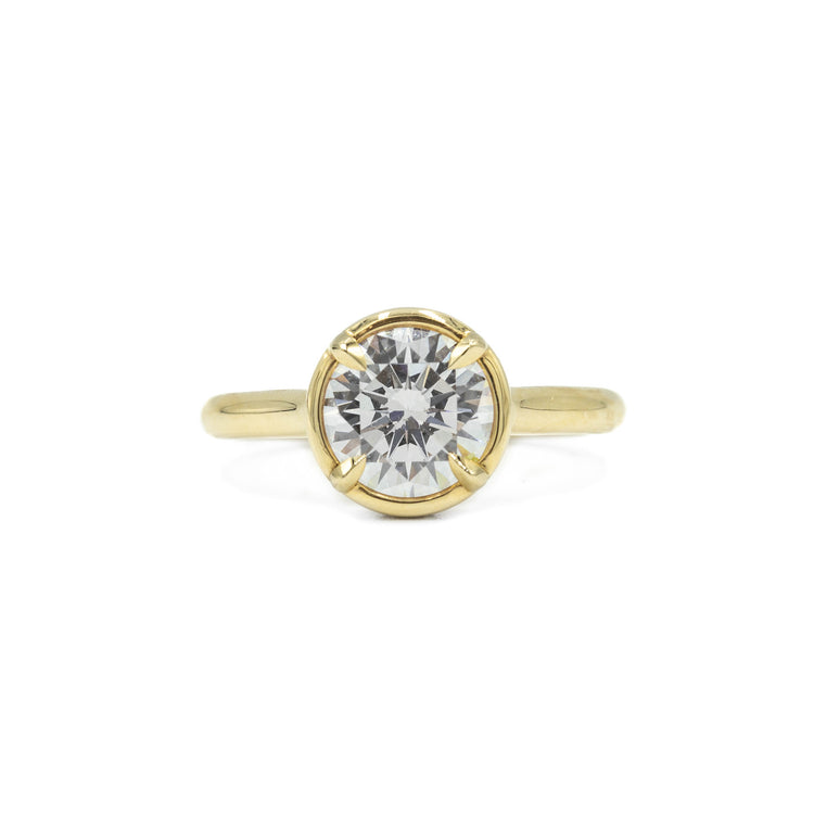 14ky .06ctw Round Hidden Halo Bezel Diamond Ring