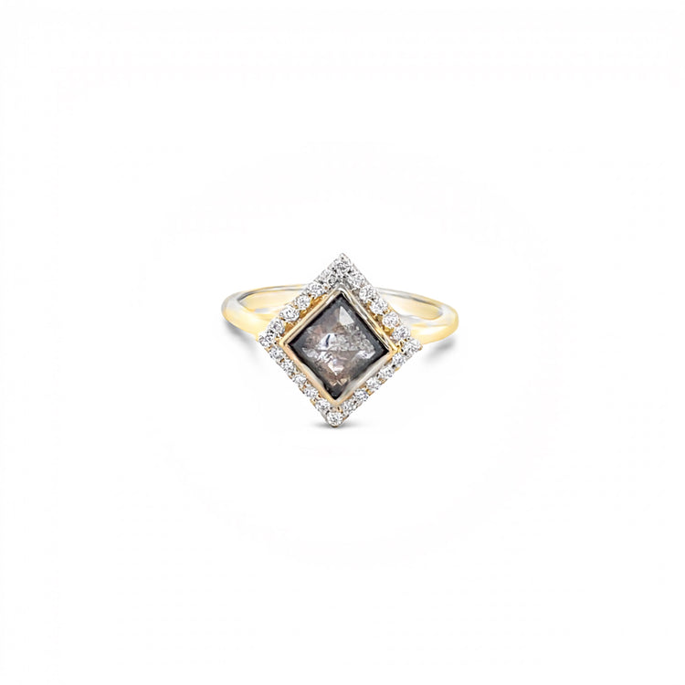 .78ct Halo Princess-Cut Salt & Pepper DiamondRing