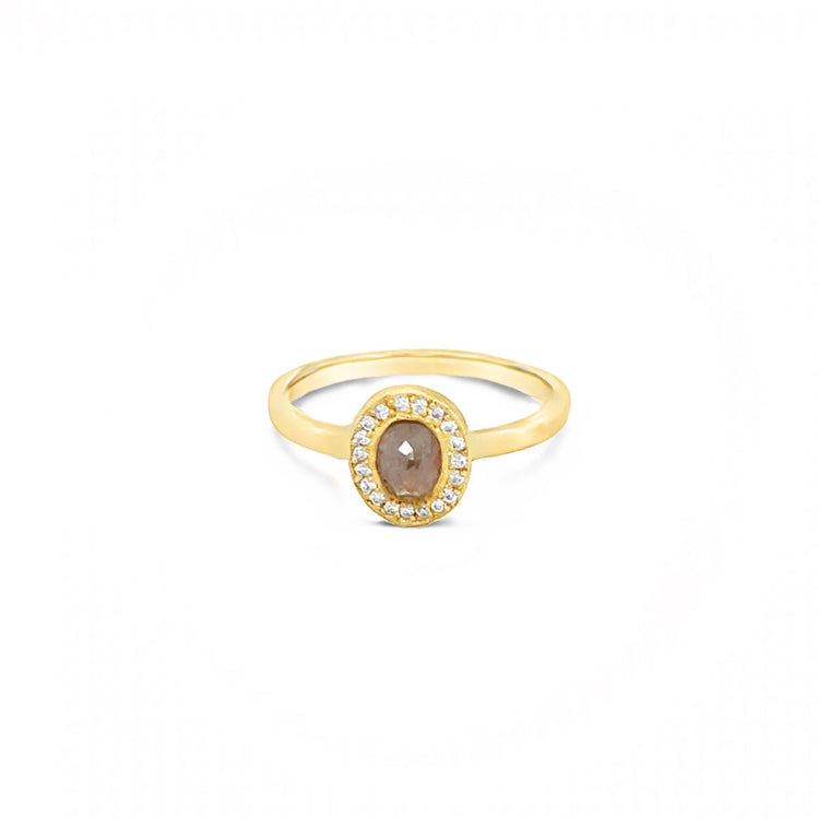 Rustic Rose-Cut Diamond Halo-Style Ring