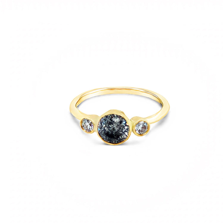 1.15ctw 3-Bezel Gray & White Diamond Ring