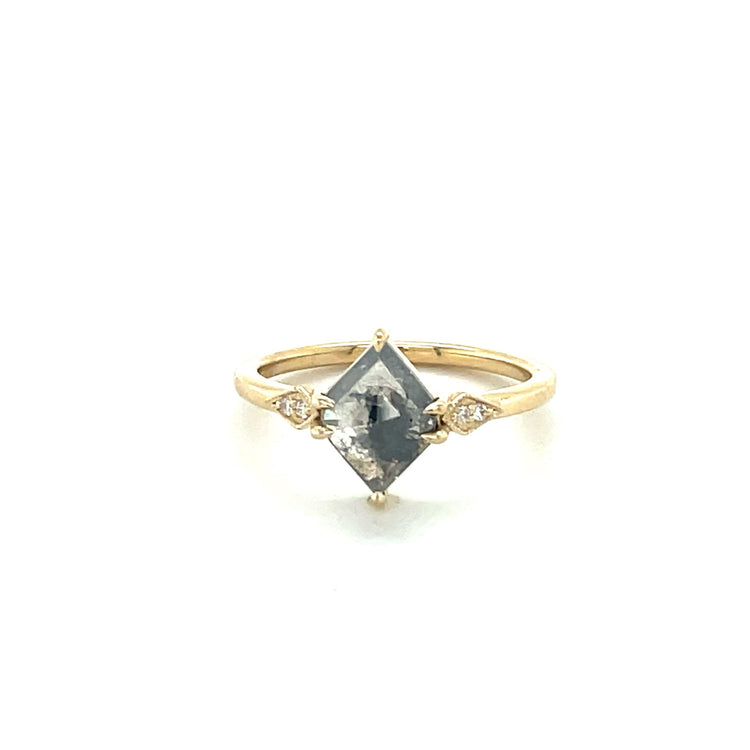1.17ct "Sasha" Kite-Shaped Salt & Pepper Diamond Ring