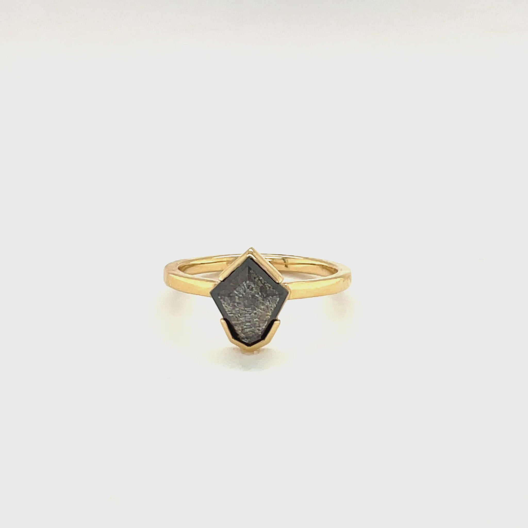 1.07ct S&P Geometric Semi-Bezel Black Diamond Ring
