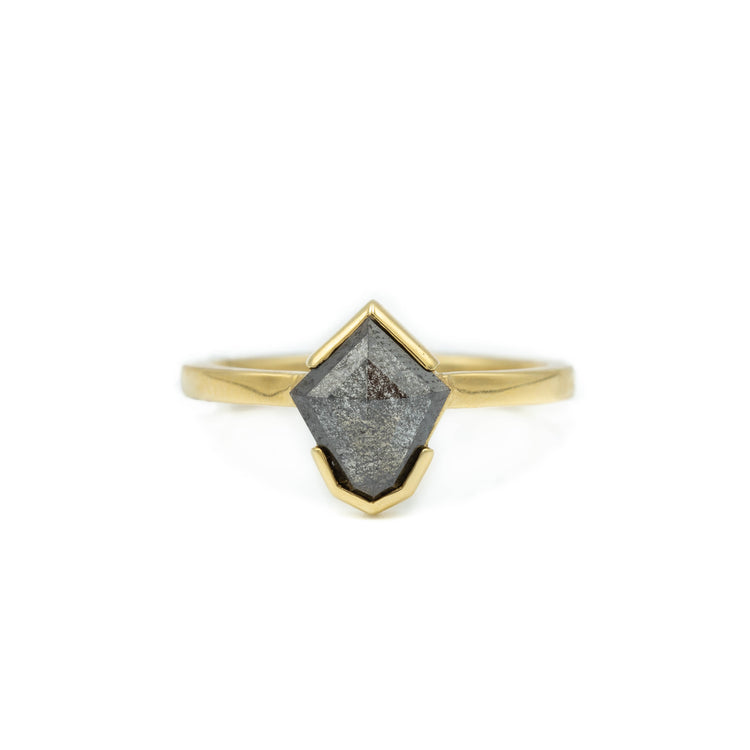 1.07ct S&P Geometric Semi-Bezel Black Diamond Ring