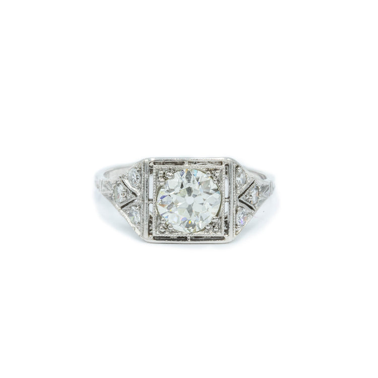 Vintage Platinum.92ct Diamond Ring