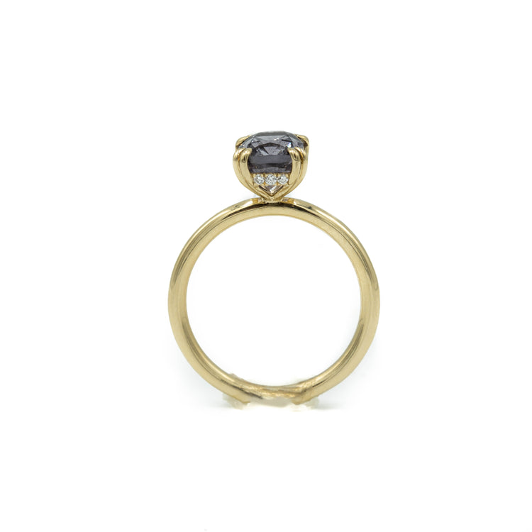 2.19ct Elongated Cushion Spinel Hidden Halo Ring