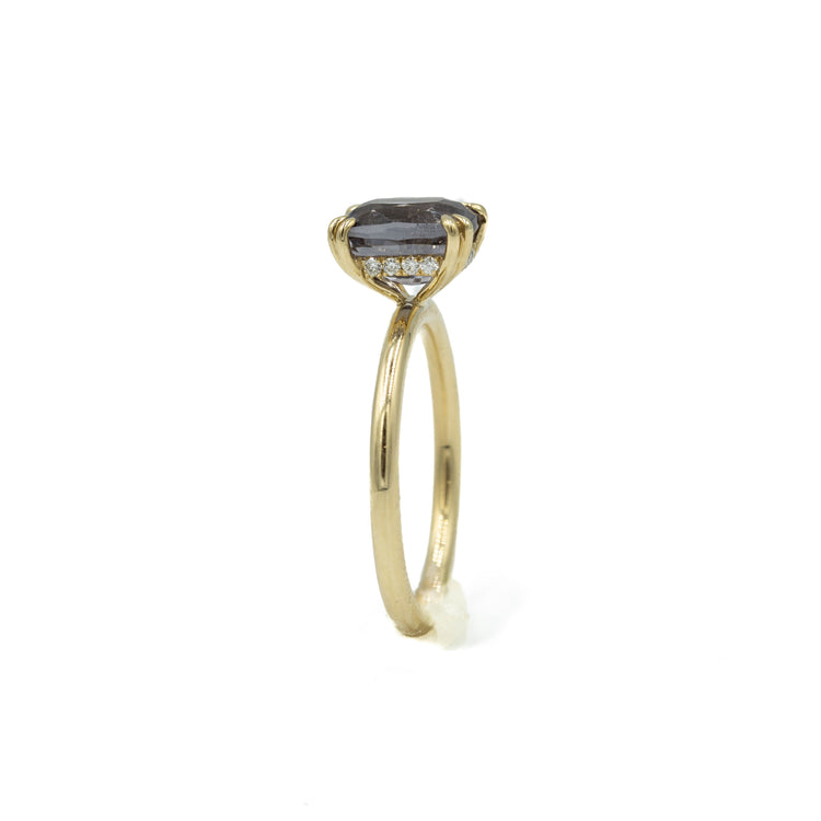 2.19ct Elongated Cushion Spinel Hidden Halo Ring