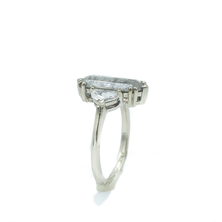 1.96ct Hex-Shaped 3-Stone Diamond Ring