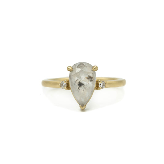1.68ct “Ellie" Pear-Shaped Salt & Pepper Diamond Ring