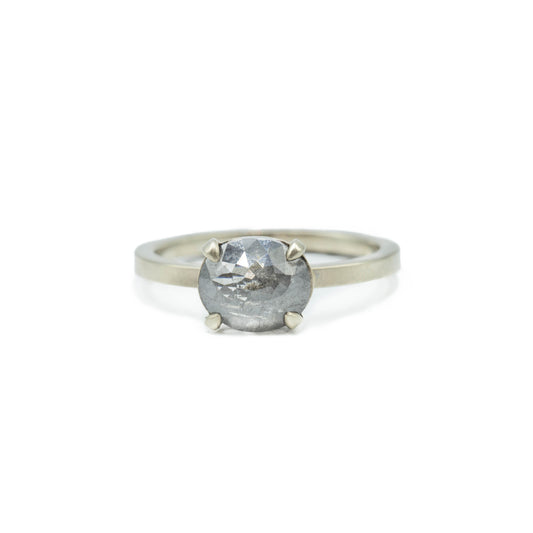 1.60ct Oval-Cut Salt & Pepper Diamond Ring